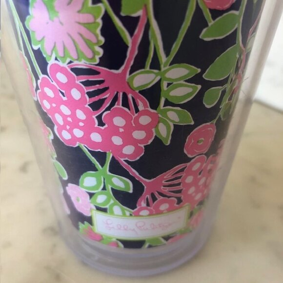 LILLY PULITZER Travel Tumbler with Twist On Lid Navy Pink Green Floral P… - Picture 6 of 12